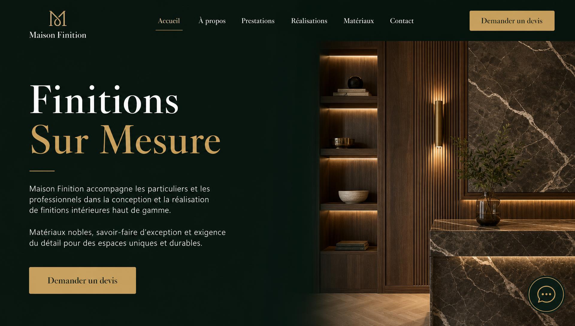 Finishing company website mockup