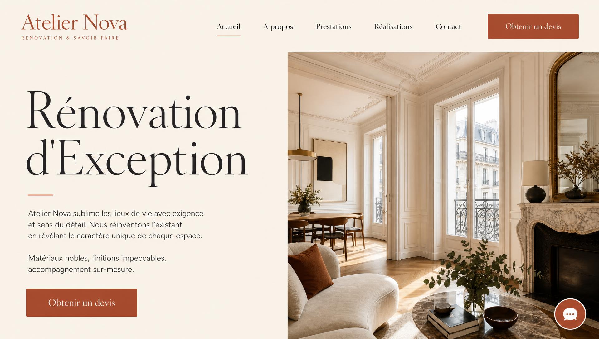 Renovation company website mockup